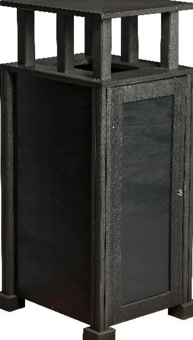 Station de Tri Sélectif en Matière Recyclée - 1 Flux avec Toit - Noir Carbone - Probbax