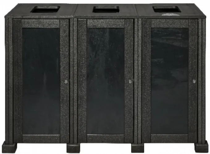 Station de Tri Sélectif en Matière Recyclée - 3 Flux - Noir Carbone - Probbax
