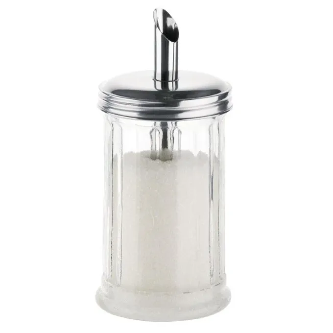 Sucrier Doseur Professionnel en Inox et Verre - Bec de 19 mm - Olympia