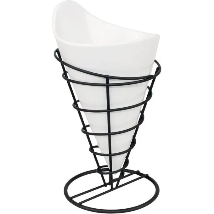 Support Conique Noir pour Frites H 175 mm - Olympia