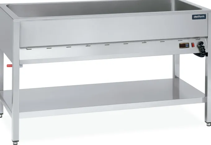 Table Bain-Marie Inox - 3 Bacs GN 1/1 avec Etagère - 2400W - Distform