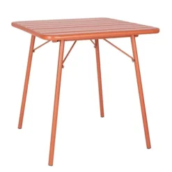 Table Carrée à Lattes en Acier Couleur Terracotta - Bolero