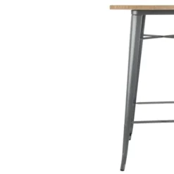 Table de Bar Grise avec Plateau en Bois - Bolero Bistro