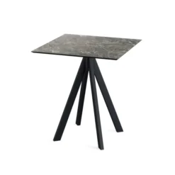 Table de bistrot Infinity avec piètement noir + plateau HPL marbre clair 70x70 cm - Veba