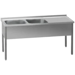 Table de lavage 160x70x90 - 2x évier 50x40x30 égouttoir droit MSDOP 7016 - Redfox