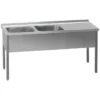 Table de lavage 210x60x90 - 2x évier 60x50x30 égouttoir droit MSDOP 6021 - Redfox