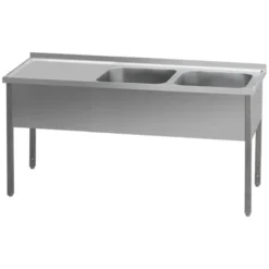 Table de lavage 210x70x90 - 2x évier 60x50x30 égouttoir gauche MSDOL 7021 - Redfox