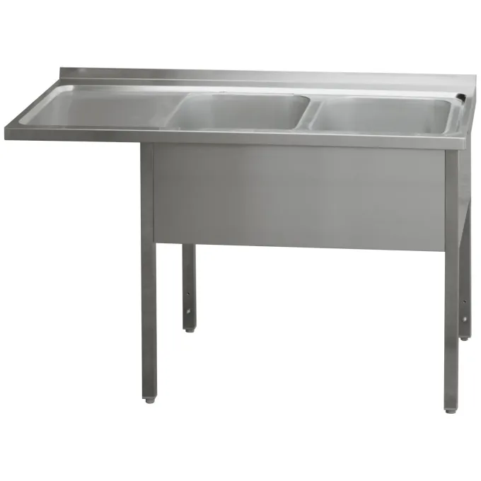 Table de lavage 150x70x90 - 2x évier 40x50x30 égouttoir gauche MSDOL/M 7015 - Redfox