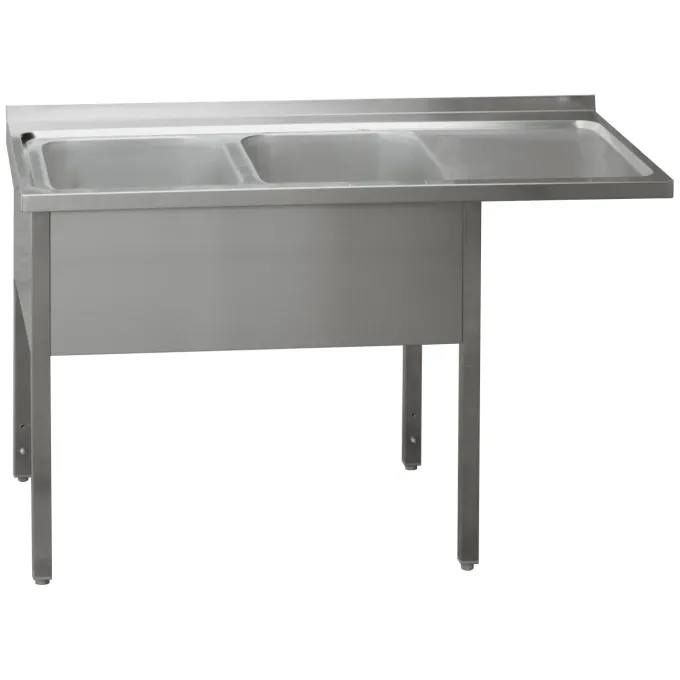 Table de lavage 160x70x90 - 2x évier 40x50x30 égouttoir droit MSDOP/M 7016 - Redfox