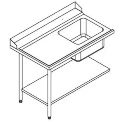 Table de Prélavage Lave-Vaisselle à Capot - Accrochage à Gauche - L 700 mm - Elettrobar