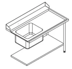 Table de Prélavage Lave-Vaisselle à Capot - Accrochage à Droite - L 700 mm - Elettrobar