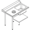 Table de Prélavage Lave-Vaisselle à Capot avec Vide-Ordures - Accrochage à Gauche - L 1200 mm - Elettrobar