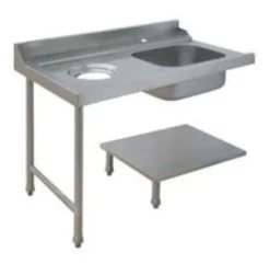 Table de Prélavage Lave-Vaisselle à Capot avec Vide-Ordures - Accrochage à Gauche - L 1200 mm - Elettrobar