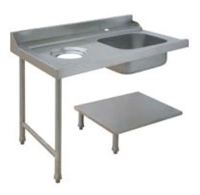 Table de Prélavage Lave-Vaisselle à Capot avec Vide-Ordures - Accrochage à Gauche - L 1200 mm - Elettrobar