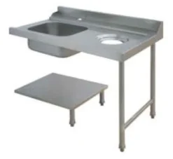 Table de Prélavage Lave-Vaisselle à Capot avec Vide-Ordures - Accrochage à Droite - L 1200 mm - Elettrobar