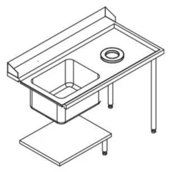 Table de Prélavage Lave-Vaisselle à Capot avec Vide-Ordures - Accrochage à Droite - L 1200 mm - Elettrobar