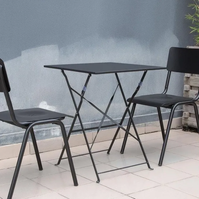 Table de Terrasse Noire en Acier Carrée 600 mm - Bolero