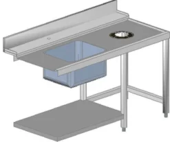 Table Entrée Droite 150 cm avec Evier et Trou Vide Déchets - AFI Collin Lucy