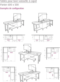 Table Entrée et Sortie en Angle Lave-Vaisselle à Capot Paniers 600 x 500 - Accrochage Droite - L 700 mm - Elettrobar