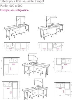 Table Entrée et Sortie en Angle Lave-Vaisselle à Capot Paniers 600 x 500 - Accrochage Gauche - L 1200 mm - Elettrobar