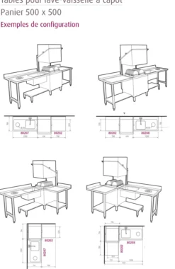 Table Entrée et Sortie pour Lave-Vaisselle à Capot - Accrochage à Gauche - L 1200 mm - Elettrobar