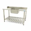 Table Lave-Vaisselle - 120 x 75 cm - Droite - avec Évier et Dosseret - Maxima