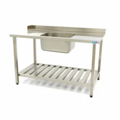 Table Lave-Vaisselle - 120 x 75 cm - Droite - avec Évier et Dosseret - Maxima