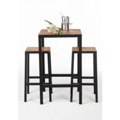 Table Mange-Debout Carré en Acier et Acacia - H1000 mm - Bolero