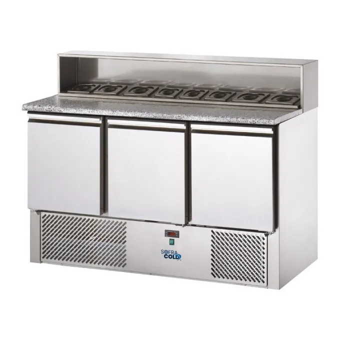 Table à Pizza 3 Portes - Dessus Granit - 410 L - Sofraca