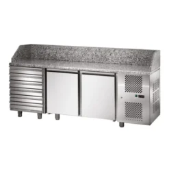 Table à Pizza 2 Portes & 6 Tiroirs - Dessus Granit - 210 L - Sofraca