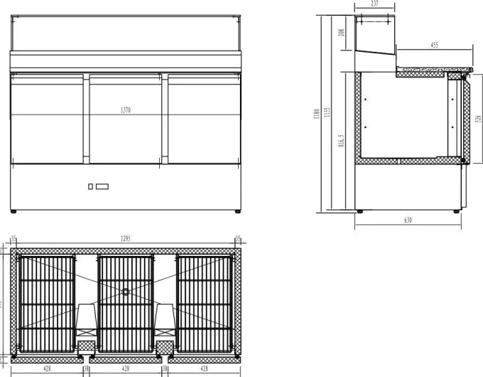 Table Pizza Réfrigérée 3 portes pour 3 bacs GN 1/1 - Combisteel