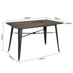 Table Plateau Aluminium Effet Bois Noir - Bolero