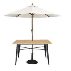 Table Plateau Aluminium Effet Bois Clair 120 x 76 x 75 cm - BOLERO