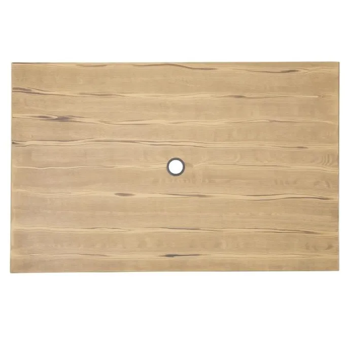 Table Plateau Aluminium Effet Bois Clair 120 x 76 x 75 cm - BOLERO