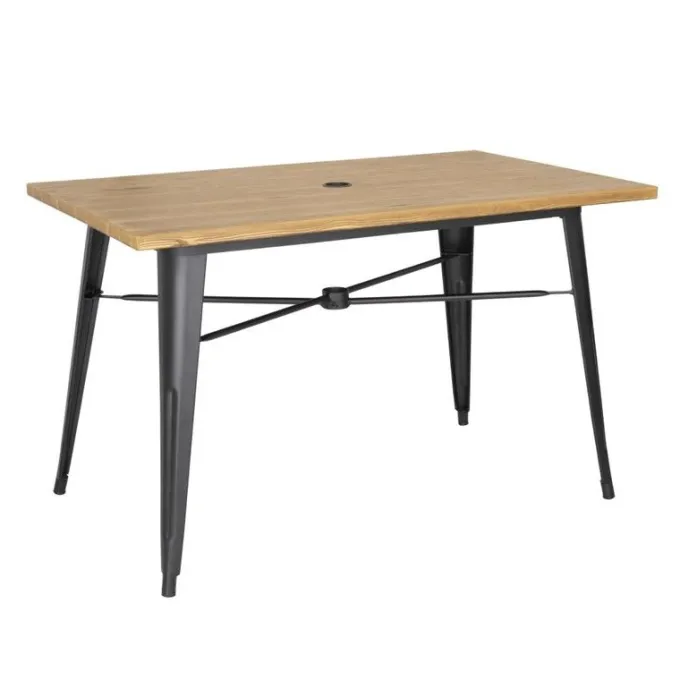 Table Plateau Aluminium Effet Bois Clair 120 x 76 x 75 cm - BOLERO