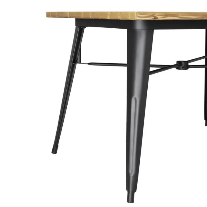 Table Plateau Aluminium Effet Bois Clair 120 x 76 x 75 cm - BOLERO