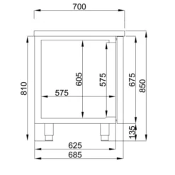 Table réfrigérée GN 1/1 positive 700 - 4 portes - Combisteel