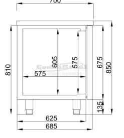 Table réfrigérée GN 1/1 sans dosseret - 3 portes - Combisteel