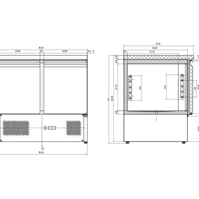 Table Réfrigérée Négative Compacte - 2 portes - Combisteel