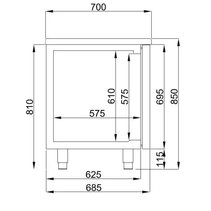Table Réfrigérée Négative Mono-Bloc 2 Portes - Combisteel