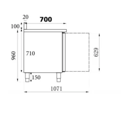 Table réfrigérée positive 700 - Avec dosseret 2 portes - Combisteel