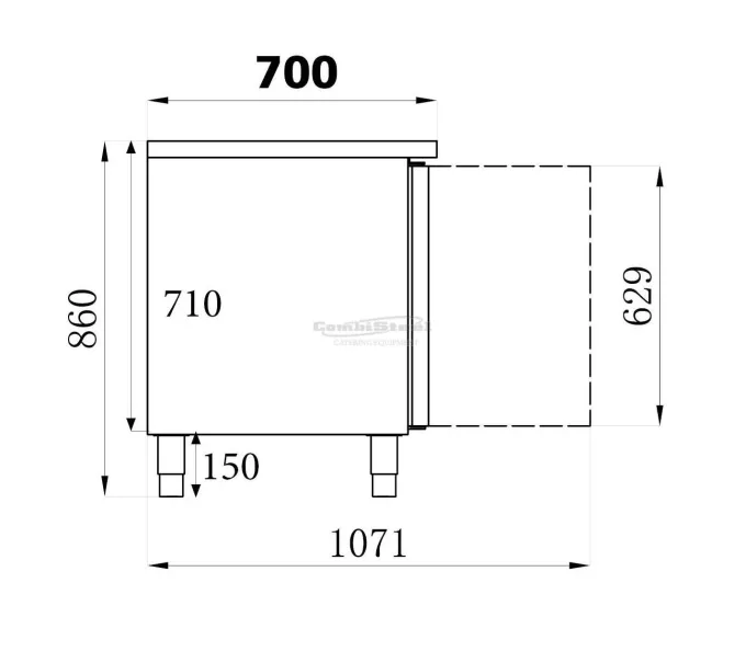 Table réfrigérée positive - 2 portes GN1/1 avec plonge - Combisteel
