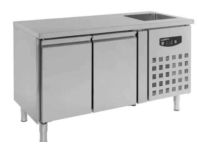 Table réfrigérée positive - 2 portes GN1/1 avec plonge - Combisteel