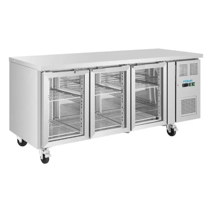 Table Réfrigérée Positive Série U 3 Portes Vitrées - 465 Litres - Polar