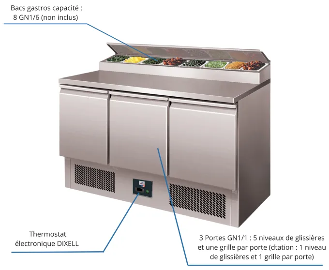 Table Réfrigérée Saladette Inox +2/+8°C - L2G - PS300