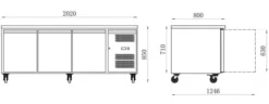 Tables réfrigérée - Série star 600x400 • 2 - 3 portes Plans de travail inox Évaporateur traité
