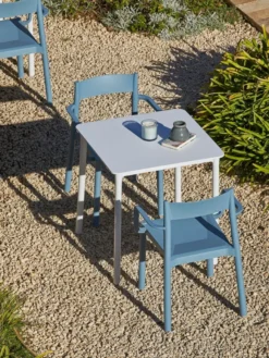 Table Terrasse MARSELLA 70x70 cm Sable avec Pied Blanc - Resol