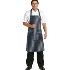 Tablier Bavette Avec Poche Whites Rayé Marine Et Blanc - Whites Chefs Clothing