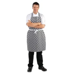 Tablier Bavette Carreaux Noirs et Blancs - Whites Chefs Clothing