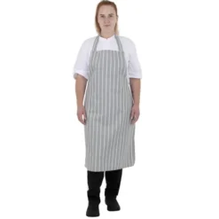 Tablier Bavette Rayé Gris et Blanc - Whites Chefs Clothing